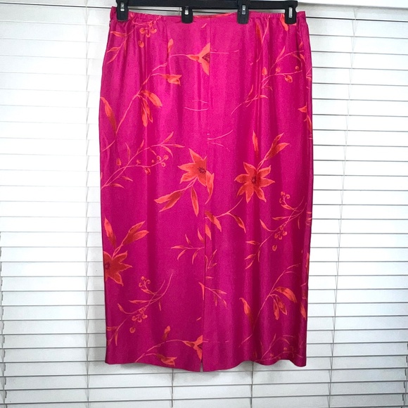 🚫SOLD! •NWT|•JONES NEW YORK•| 100% Silk Pink Orange Hibiscus Floral Skirt - Picture 4 of 14